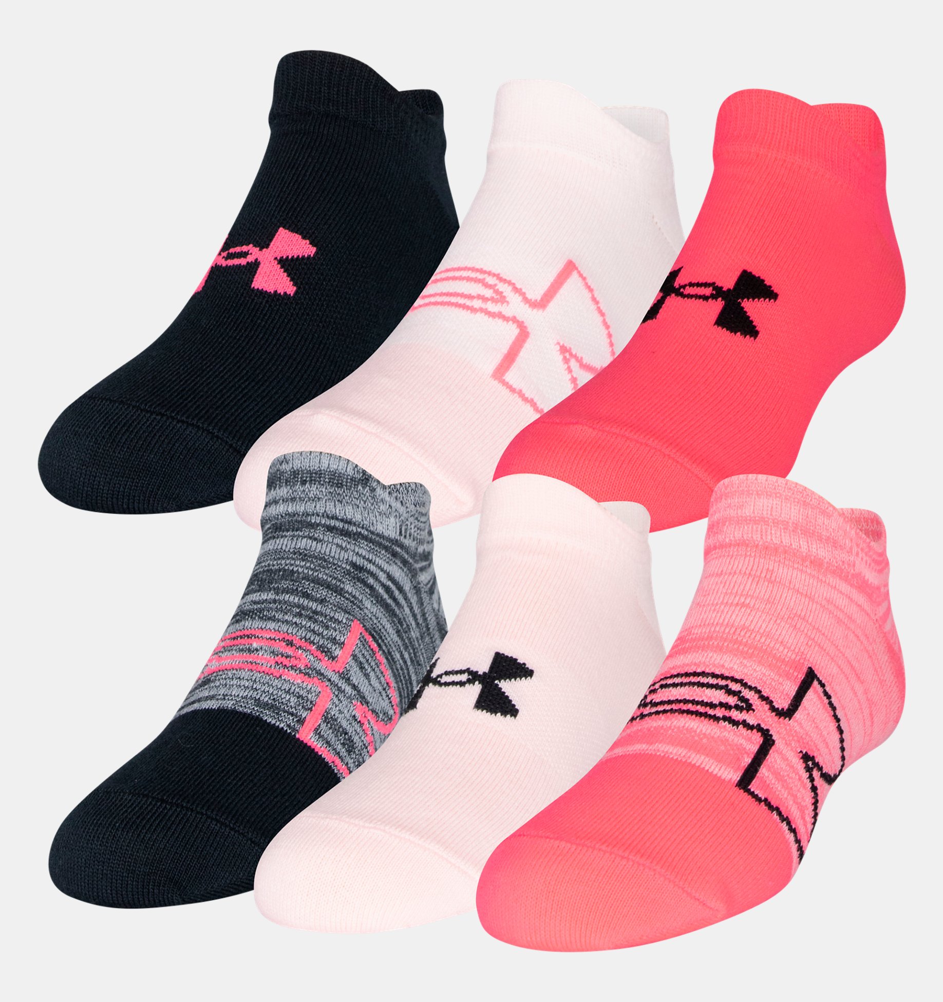Under Armour Youth Essential 2.0 No Show Socks 6-Pairs